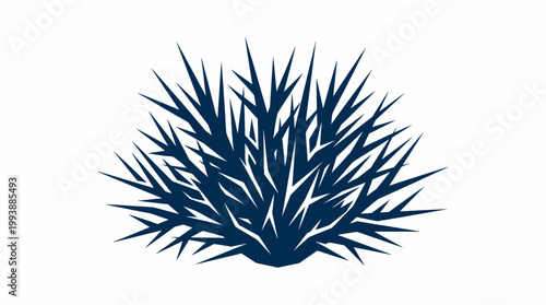 Spiky Blue Abstract Plant Bush Illustration