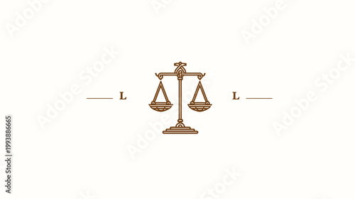 Scales of justice icon in bronze on creamy background for legal themes