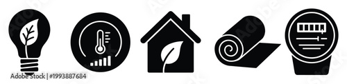 Energy efficiency and sustainable home savings concept icons for smart living and ecological conscious design