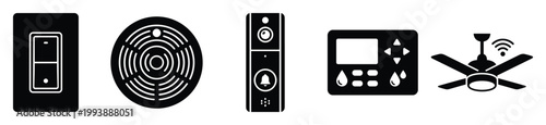 Smart home devices icons for modern house automation and intelligent living system applications