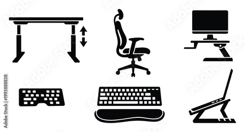 Essential ergonomic office equipment set for creating a healthy and productive workspace