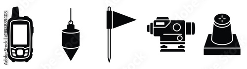 Professional surveying tools equipment for land measurement and construction site planning applications