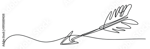 Flowing continuous line arrow symbol representing goal achievement and forward movement for creative assets