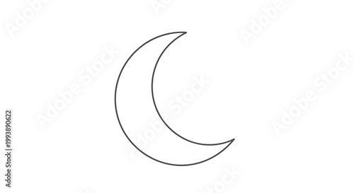 Minimalist Crescent Moon Outline Vector Illustration