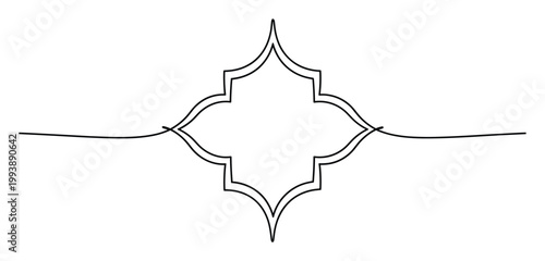 Simple elegant line drawing of an ornamental symmetrical border element perfect for sophisticated graphic projects and print materials.
