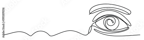 Minimalist single continuous line drawing portraying a human eye, suitable for modern branding and visual communication projects
