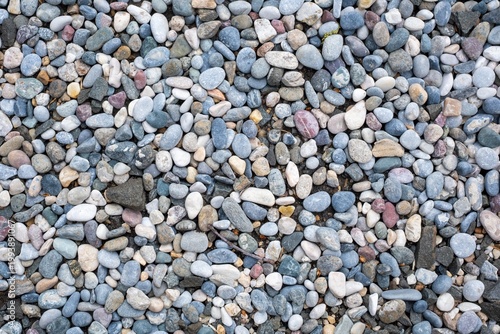 Natural Texture of Smooth Multicolored River Pebbles