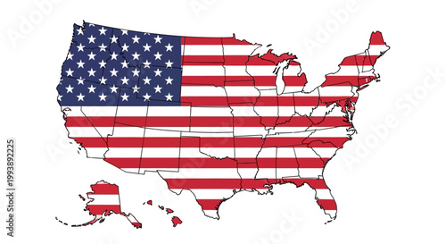 American USA Map Illustration.