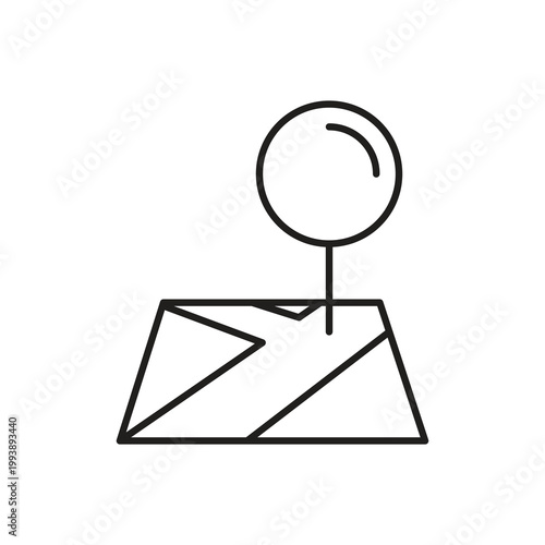 Map with Location Pointer Line Icon. GPS Navigation Outline Symbol.Map with Pin Outline Icon. GPS Location Pointer Symbol..eps