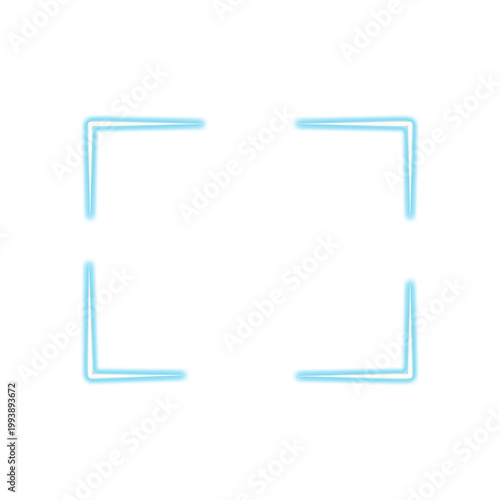 Four blue corner brackets, framing element as transparent object
