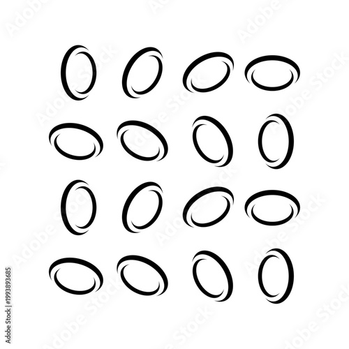 Abstract Black Ovals Pattern Grid - Modern Dynamic Graphic Design Element