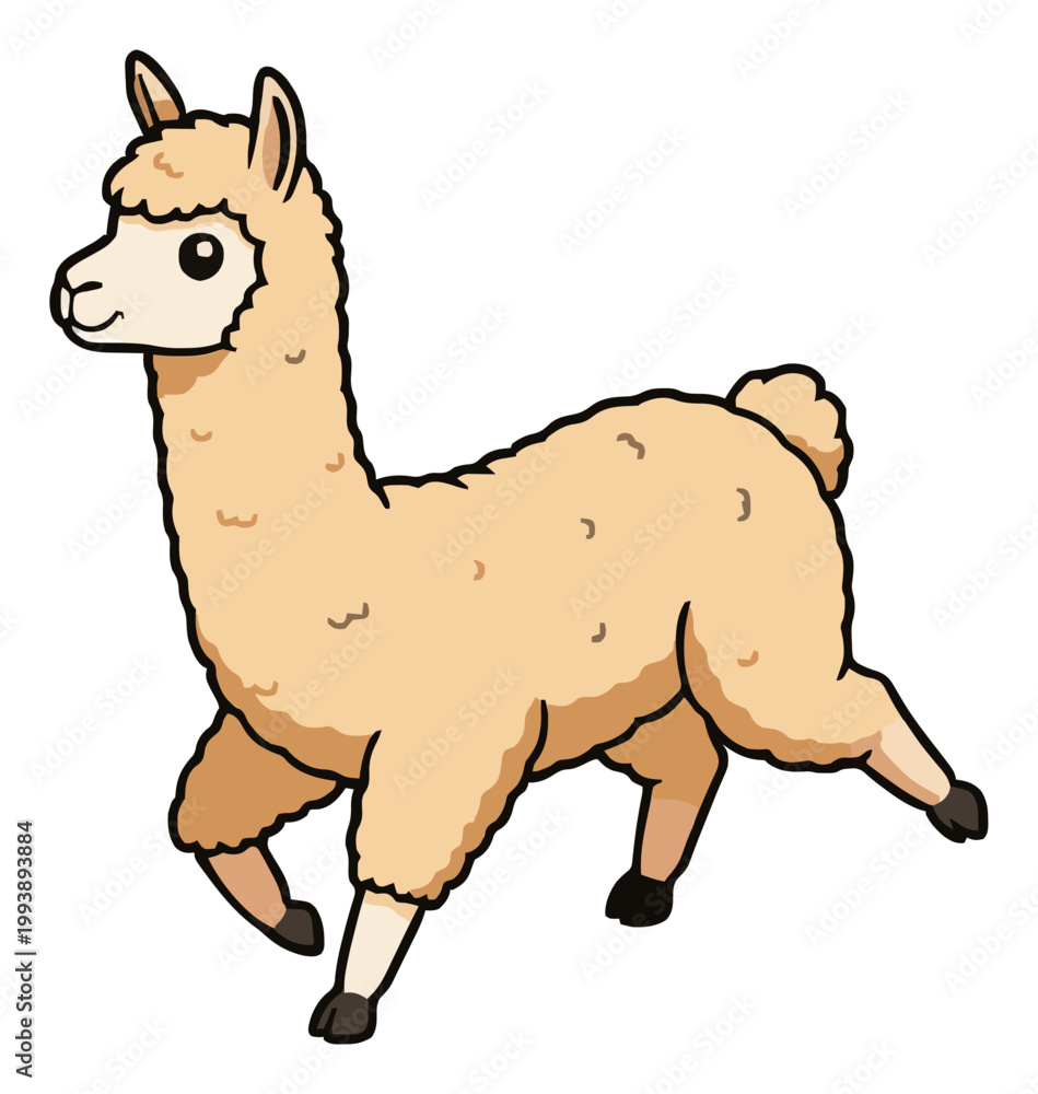 Fototapeta premium Running alpaca dynamic isometric vector illustration. Generative AI