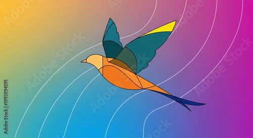 Line drawing of a bird