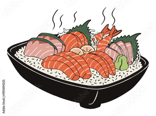 Sashimi platter fresh sushi fish. Generative AI