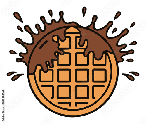 Belgian waffles breakfast sweet dessert. Generative AI
