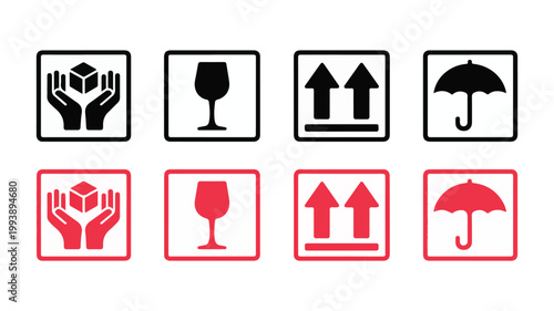 Fragile handling symbols icons black
