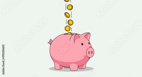 Pink Pig Saving Money.