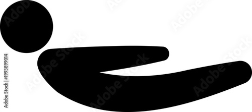 ヨガのバッタのポーズをとる人物のモノクロアイコン（背筋・姿勢改善・健康・シルエット・ベクター素材）