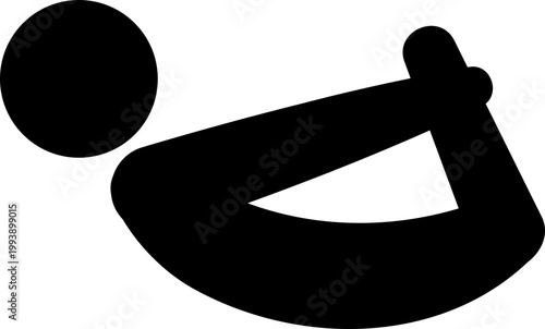 ヨガの弓のポーズをとる人物のモノクロアイコン（柔軟・姿勢改善・活力・シルエット・ベクター素材）