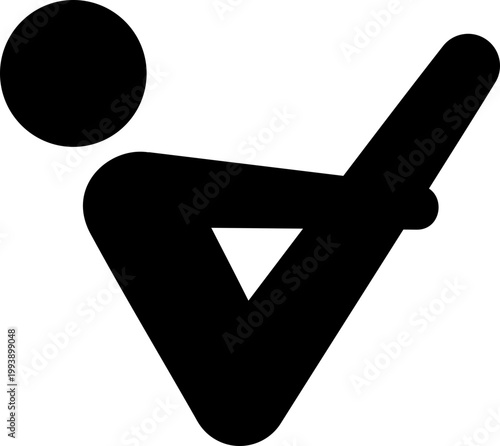 ヨガの船のポーズをとる人物のモノクロアイコン（体幹・腹筋・バランス・シルエット・ベクター素材）