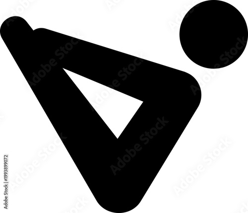 ヨガの船のポーズをとる人物のモノクロアイコン（体幹・腹筋・バランス・シルエット・ベクター素材）