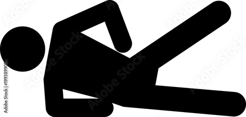 体幹トレーニング（プランク）をする人物のモノクロアイコン（筋トレ・腹筋・健康・シルエット・ベクター）