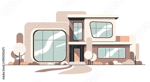 Modern Contemporary House Exterior Design with Large Windows and Landscaping