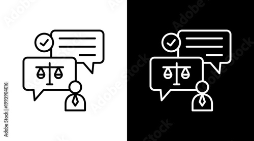 Legal Consultation Outline White Icon Set Design