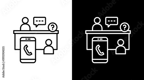 Consultation Call Outline White Icon Set Design