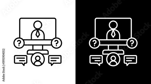 Consultation Video Outline White Icon Set Design