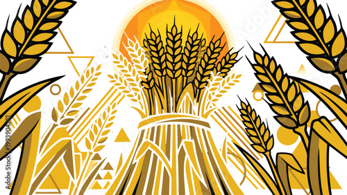 Grass Texture Sheaf Illustration Silhouetted Against Canvas