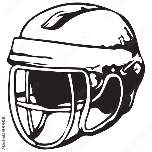 Canvas Print Ice Hockey Protective Helmet Icon for Player Safety, Sports Equipment and Winter