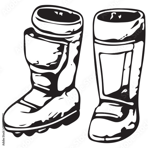 Photography Ice Hockey Protective Shin Guards Boots Icon for Sports Equipment, Safety Gear a