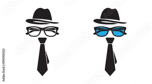 Happy father's day stylish dad face with hats glasses and ties a celebration