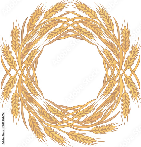 Wheat Sheaf Minimalist Style Digital Painting with Soft Texture