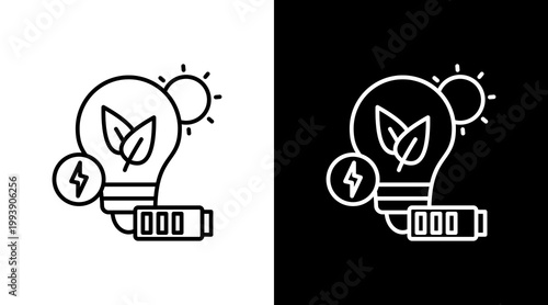 Energy Saving Outline White Icon Set Design