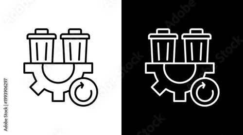 Waste Management Outline White Icon Set Design