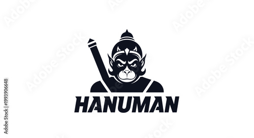 Hanuman Logo Design - Fierce Monkey God Icon with Staff