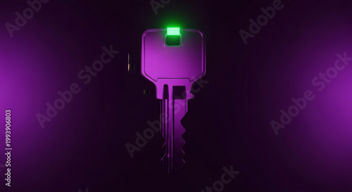 Unlock the Future A Glowing Key Represents Innovation and New Opportunities in a Dark, Mysterious Setting