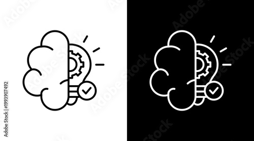 Deep Learning Outline White Icon Set Design
