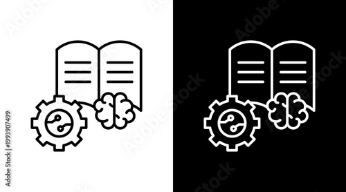 Machine Learning Outline White Icon Set Design