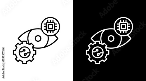 Machine Vision Outline White Icon Set Design