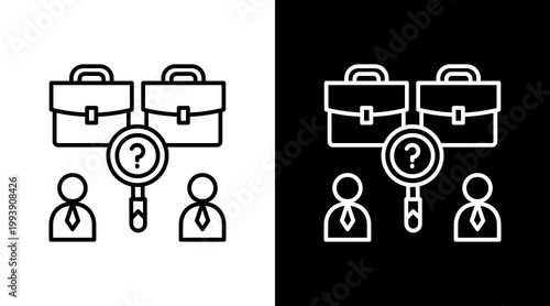 Recruitment Outline White Icon Set Design