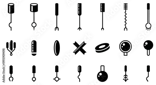 20 Black and White Wine Corkscrew Icons, Vector Corkscrews, Wine Opener Symbols, Bar Tools