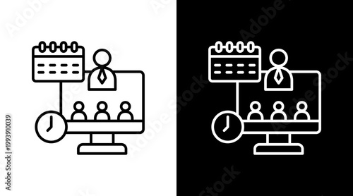 Webinar Schedule Outline White Icon Set Design