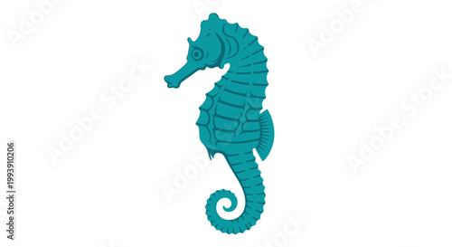 Turquoise Seahorse Illustration - Isolated Marine Creature