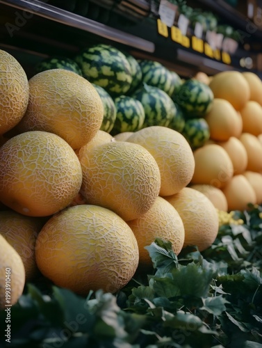 The sweet aroma of cantaloupe wafting from the fruit supermarket
