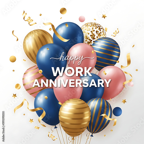 Happy Work Anniversary balloons and confetti celebration 4