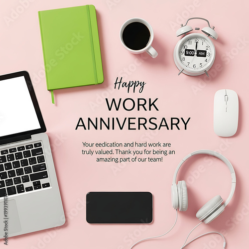 Happy Work Anniversary message with office