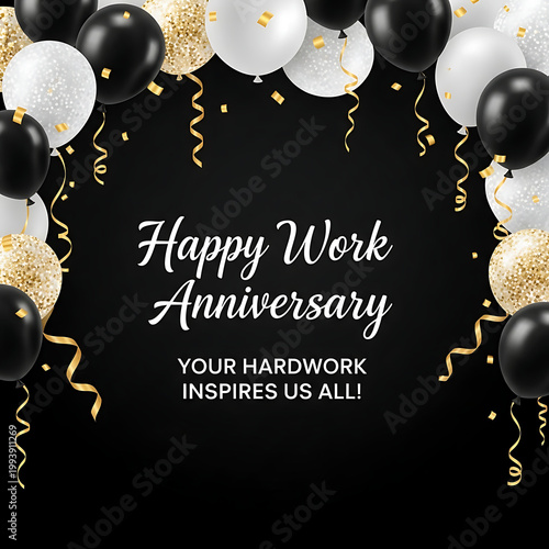 Happy Work Anniversary balloons and confetti celebration 5